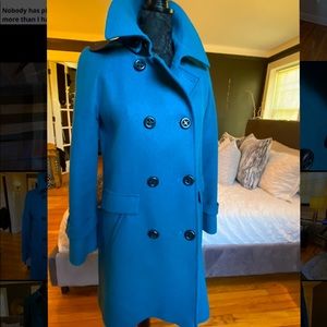 Trina Turk Teal Wool Blend Coat Sz 8